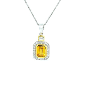 Art Deco Yellow Sapphire & Diamond Pendant
