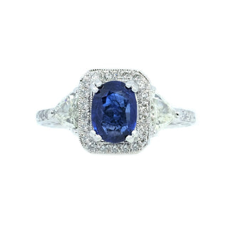 Trilogy Sapphire & Trillion Diamond Ring