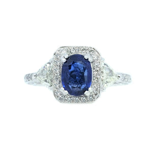 Trilogy Sapphire & Trillion Diamond Ring