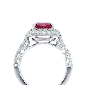 Diva Ruby Double Diamond Halo Ring
