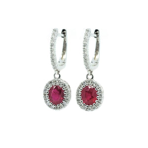 Classic Ruby and Diamond Drop Earrings - Johnny Jewelry