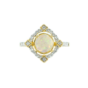 Victorian White Opal & Diamond Ring
