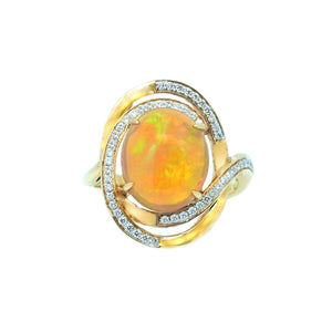 Galaxy Fire Opal & Diamond Ring