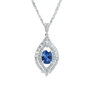 Lacy Marquise Blue Sapphire & Diamond Pendant