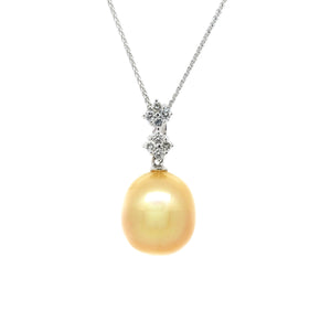 Dew Golden South Sea Pearl & Diamond Pendant
