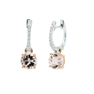 Diamond Huggies with Pink Morganite Drops - Johnny Jewelry