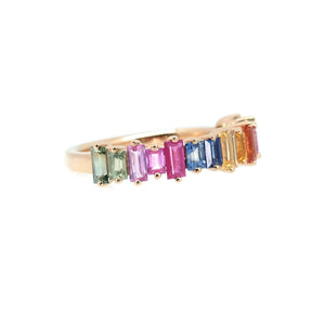 5mm Baguette Rainbow Sapphire Ring