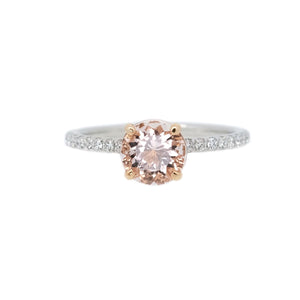 Solitaire Pink Morganite & Diamond Ring
