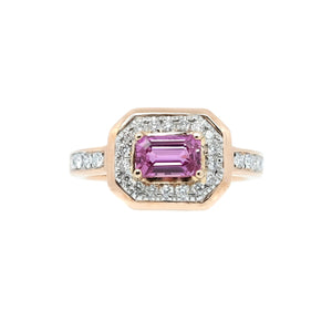 Geometric East-West Pink Sapphire & Diamond Ring