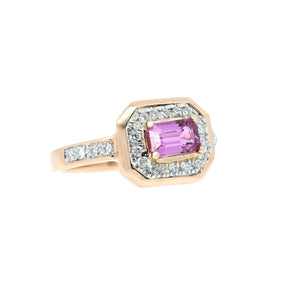 Geometric East-West Pink Sapphire & Diamond Ring