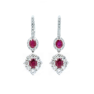 Dual Drop Ruby & Diamond Earrings