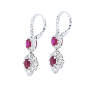 Dual Drop Ruby & Diamond Earrings