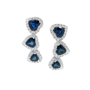 Heart Shaped Sapphire & Diamond Crawler Earrings
