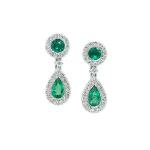 Dainty Droplet Emerald & Diamond Earrings