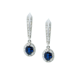 Sapphire Drop Pave Diamond Eurowire Earrings