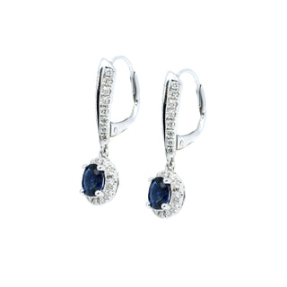 Sapphire Drop Pave Diamond Eurowire Earrings