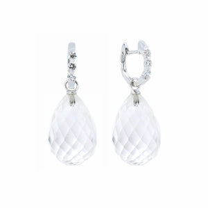Briolette White Topaz & Diamond Huggie Earrings