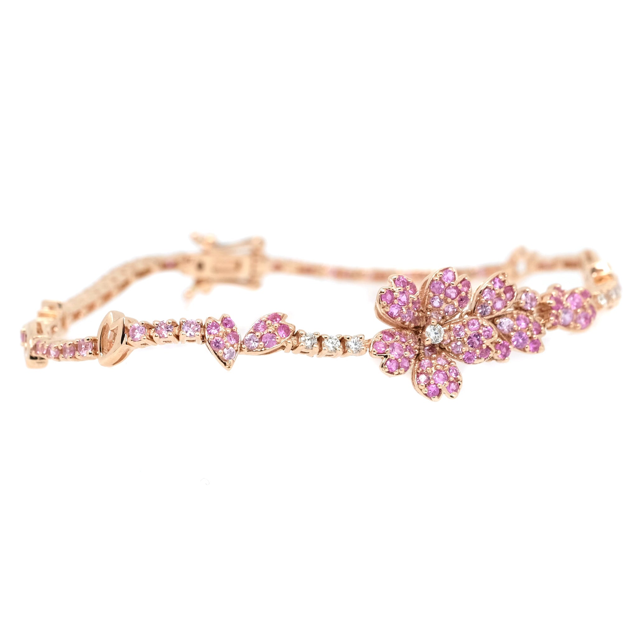Tennis Bracelet Japanese Cherry Blossom Flower Jewel for Women 