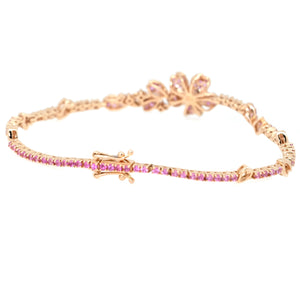 Pink Sapphire Sakura Cherry Blossom & Diamond Bracelet