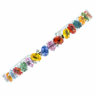 7mm Multi Color Sapphires & Diamond Cuff