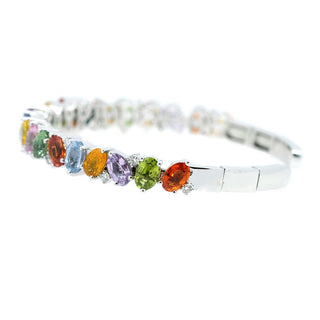 7mm Multi Color Sapphires & Diamond Cuff