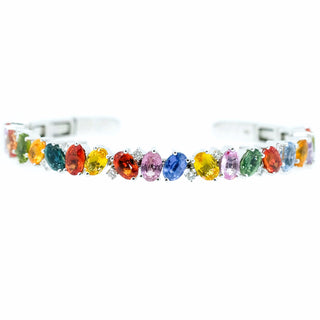 7mm Multi Color Sapphires & Diamond Cuff