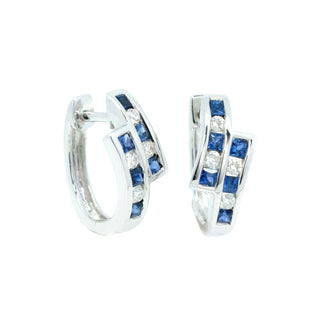 Bypass Sapphire & Diamond Huggie Earrings