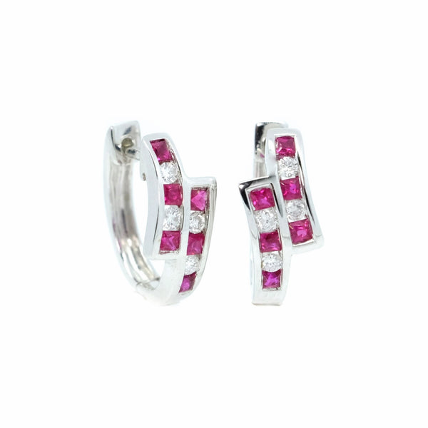 Bypass Sapphire & Diamond Huggie Earrings - Johnny Jewelry