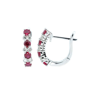 Dainty Ruby & Diamond Huggie Earrings