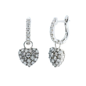 Diamond Heart Drop Huggie Earrings