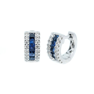 10mm Sapphire & Diamond Huggie Earrings