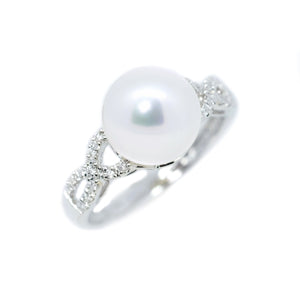 9.5mm Pearl Braided Diamond Ring