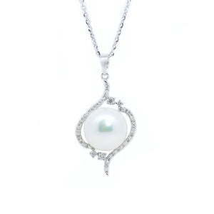 Swirl Freshwater Pearl & Diamond Pendant