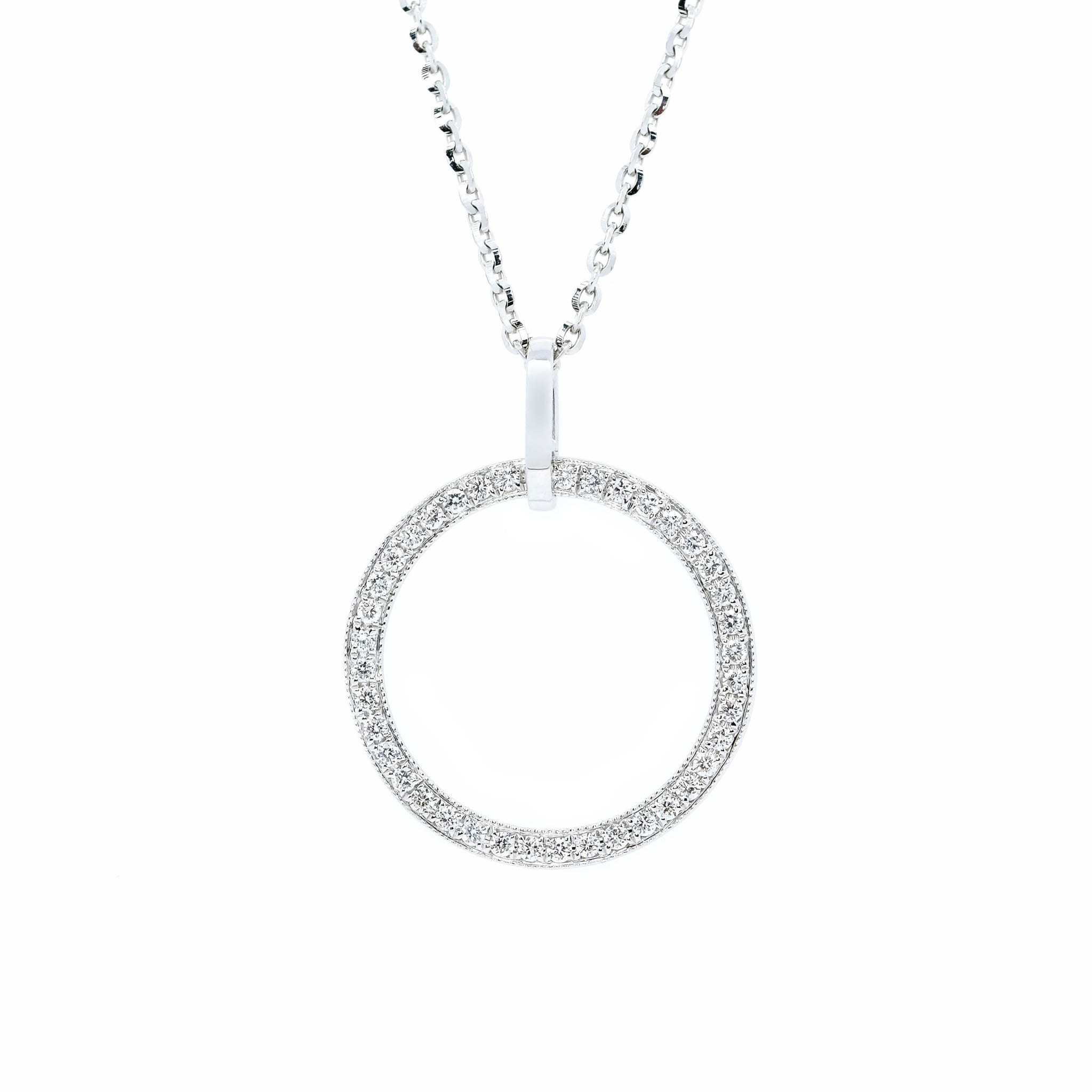 Pave diamond circle pendant Clearance