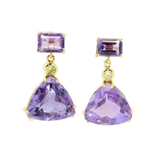 Rose de France Amethyst & Yellow Sapphire Drop Earrings