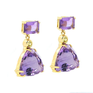 Rose de France Amethyst & Yellow Sapphire Drop Earrings