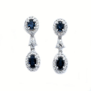 Turnip Sapphire and Diamond Earrings - Johnny Jewelry