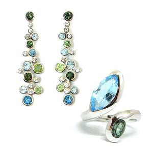 Green Tourmaline & Blue Topaz - Johnny Jewelry