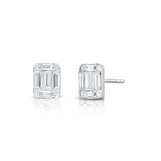 Illusion Set Emerald Cut Studs - Johnny Jewelry