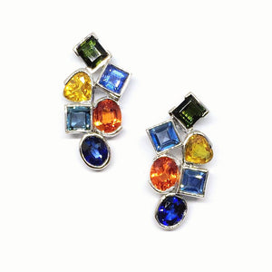 Mosaic Multi Color Sapphire Earrings - Johnny Jewelry