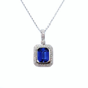 Art Deco Tanzanite & Diamond Pendant - Johnny Jewelry