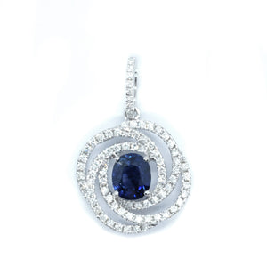 Swirl Sapphire and Diamond Pendant - Johnny Jewelry