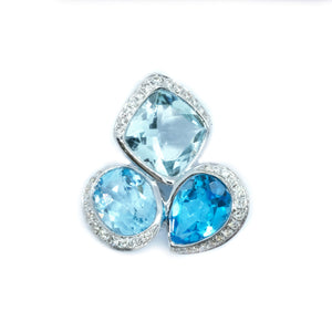 Trilogy Aquamarine & Blue Topaz Pendant - Johnny Jewelry