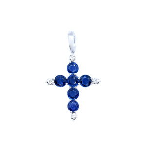 Bubble Sapphire & Diamond Cross - Johnny Jewelry