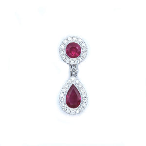 Ruby & Diamond Dew Drop Pendant - Johnny Jewelry