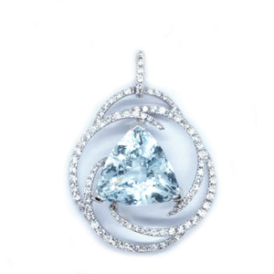Swirl Aquamarine & Diamond Pendant - Johnny Jewelry
