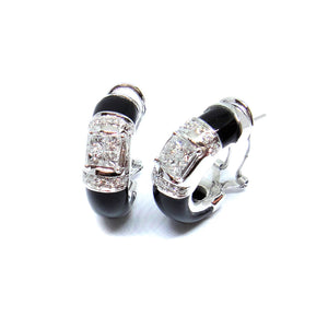 Princess Cut Diamond & Onyx Earrings - Johnny Jewelry