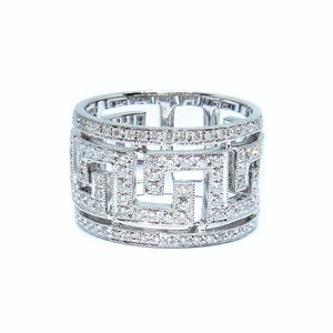 Greek Key Diamond Ring - Johnny Jewelry