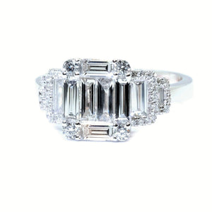 Art Deco Trilogy Illusion Set Emerald Cut Diamond Ring - Johnny Jewelry