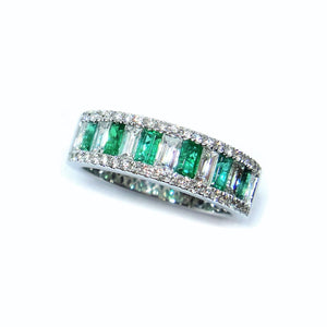 Diva Emerald & Baguette Diamond Ring - Johnny Jewelry